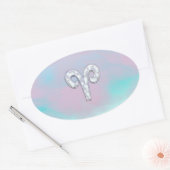 Moeder van parelstijl Aries Zodiac-symbool Ovale Sticker (Envelop)