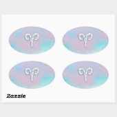 Moeder van parelstijl Aries Zodiac-symbool Ovale Sticker (Vel)