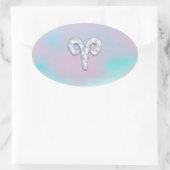 Moeder van parelstijl Aries Zodiac-symbool Ovale Sticker (Tas)