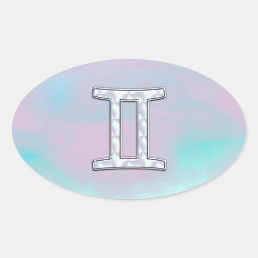 Moeder van parelstijl Gemini-dierentuin Ovale Sticker (Voorkant)