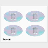 Moeder van parelstijl Gemini-dierentuin Ovale Sticker (Vel)