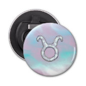 Moeder van Parelstijl Taurus Zodiac Horoscope Button Flesopener (Voorkant)