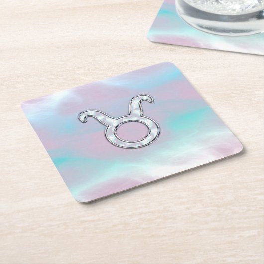 Moeder van Parelstijl Taurus Zodiac Horoscope Kartonnen Onderzetters (Schuin)