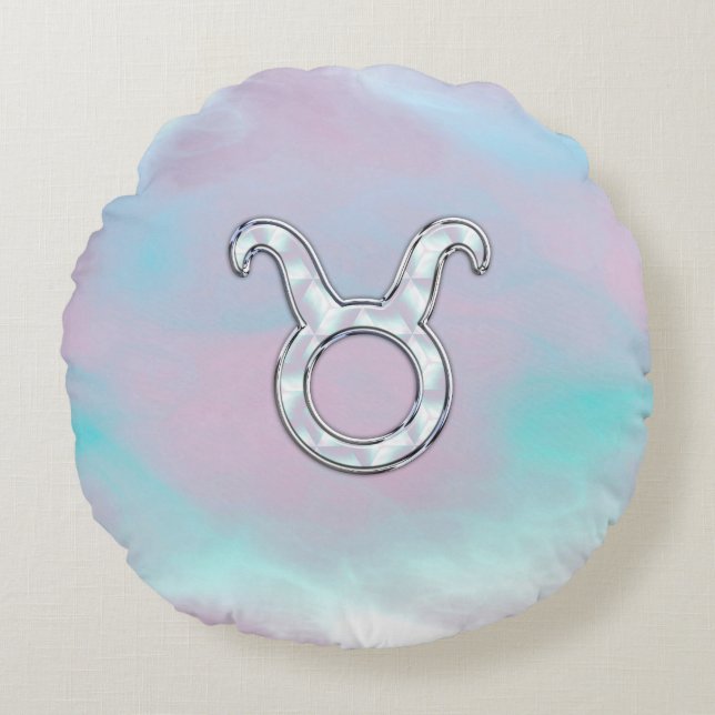 Moeder van Parelstijl Taurus Zodiac Horoscope Rond Kussen (Voorkant)