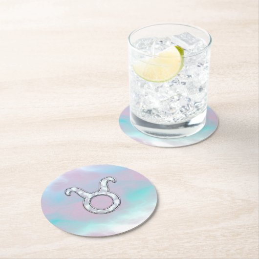 Moeder van Parelstijl Taurus Zodiac Horoscope Ronde Kartonnen Onderzetter (Insitu)