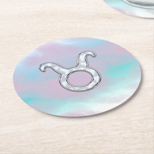 Moeder van Parelstijl Taurus Zodiac Horoscope Ronde Kartonnen Onderzetter (Gebogen)