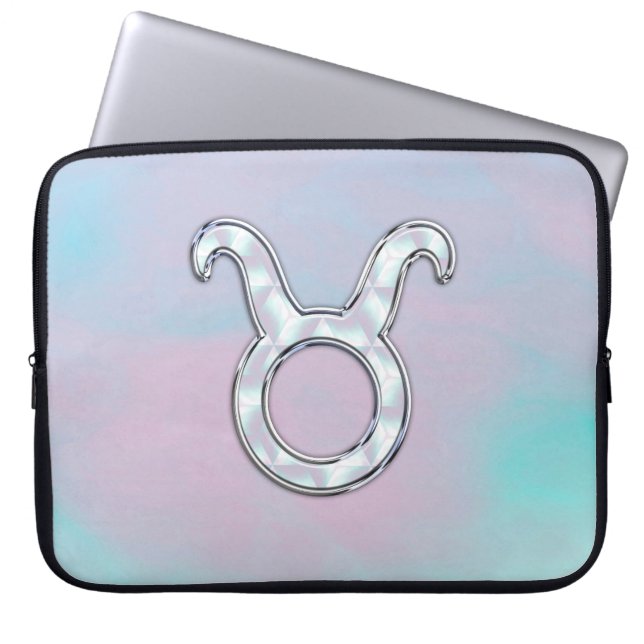 Moeder van parelstijl Taurus Zodiac Sign Laptop Sleeve (Voorkant)