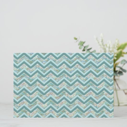 Moeder van Pearl Blauwgroen ZigZag Briefpapier (Staand voorkant)