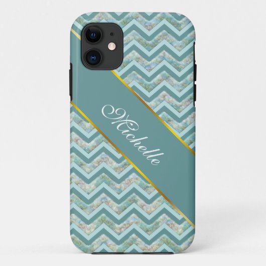 Moeder van Pearl Blauwgroen ZigZag Case-Mate iPhone Case (Achterkant)