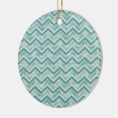 Moeder van Pearl Blauwgroen ZigZag Keramisch Ornament (Links)