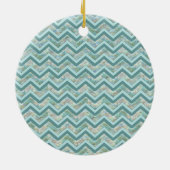 Moeder van Pearl Blauwgroen ZigZag Keramisch Ornament (Achterkant)