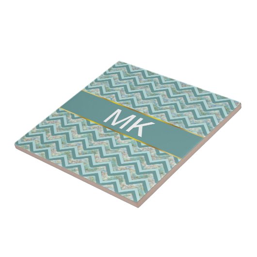 Moeder van Pearl Blauwgroen ZigZag Tegeltje (Zijkant)