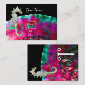 MOEDER VAN PEARL EN SEAHORSE MONOGRAM roze fuchsie Visitekaartje (Voorkant / Achterkant)