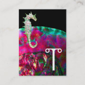 MOEDER VAN PEARL EN SEAHORSE MONOGRAM roze fuchsie Visitekaartje (Achterkant)