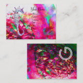 MOEDER VAN PEARL EN SEAHORSE MONOGRAM roze fuchsie Visitekaartje (Voorkant / Achterkant)