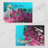 MOEDER VAN PEARL EN SEAHORSE MONOGRAM roze fuchsie Visitekaartje (Voorkant / Achterkant)