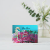 MOEDER VAN PEARL EN SEAHORSE MONOGRAM roze fuchsie Visitekaartje (Staand voorkant)