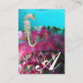 MOEDER VAN PEARL EN SEAHORSE MONOGRAM roze fuchsie Visitekaartje (Achterkant)