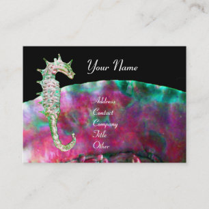 MOEDER VAN PEARL EN SEAHORSE MONOGRAM roze fuchsie Visitekaartje
