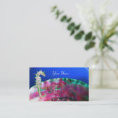 MOEDER VAN PEARL EN SEAHORSE MONOGRAM roze fuchsie Visitekaartje (Staand voorkant)