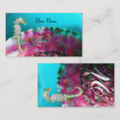 MOEDER VAN PEARL EN SEAHORSE MONOGRAM roze fuchsie Visitekaartje (Voorkant / Achterkant)
