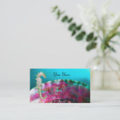 MOEDER VAN PEARL EN SEAHORSE MONOGRAM roze fuchsie Visitekaartje (Staand voorkant)