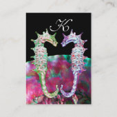 MOEDER VAN PEARL EN SEAHORSES MONOGRAM roze fuchsi Visitekaartje (Achterkant)
