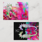 MOEDER VAN PEARL EN SEAHORSES MONOGRAM roze fuchsi Visitekaartje (Voorkant / Achterkant)