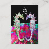 MOEDER VAN PEARL EN SEAHORSES MONOGRAM roze fuchsi Visitekaartje (Achterkant)