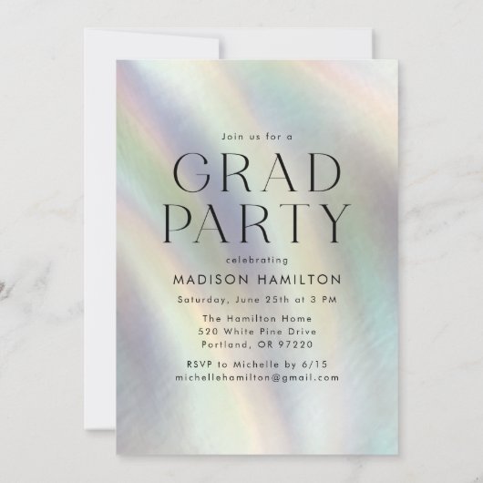 Moeder van Pearl Holographic Photo Graduation Part Kaart (Achterkant)