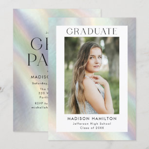 Moeder van Pearl Holographic Photo Graduation Part Kaart