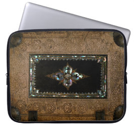 Moeder van Pearl Inlaid Old Leather Book Hoesje Laptop Sleeve