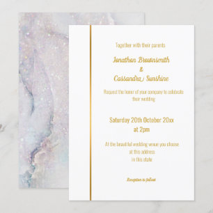 MOEDER VAN PEARL LILA MARBLE GOLD WEDDING INVITAT KAART