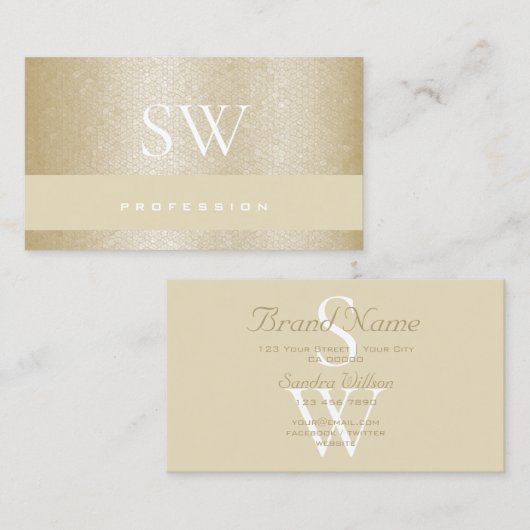 Moeder van Pearl Pastel Beige Patroon met Initiale Visitekaartje (Voorkant / Achterkant)