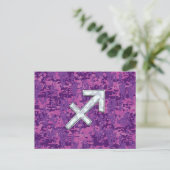 Moeder van Pearl Sagittarius Symbol Fuchsia Camo Briefkaart (Staand voorkant)