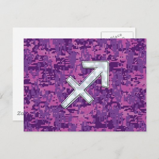 Moeder van Pearl Sagittarius Symbol Fuchsia Camo Briefkaart (Voorkant / Achterkant)
