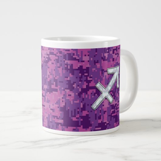 Moeder van Pearl Sagittarius Symbol Fuchsia Camo Grote Koffiekop (Voorkant rechts)