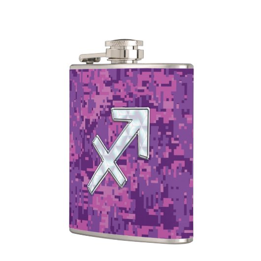 Moeder van Pearl Sagittarius Symbol Fuchsia Camo Heupfles (Links)