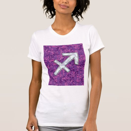 Moeder van Pearl Sagittarius Symbol Fuchsia Camo T-shirt (Voorkant)