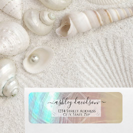 Moeder van Pearl Seashell Return Address Label