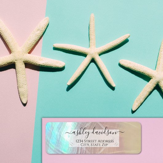 Moeder van Pearl Seashell Return Address Label