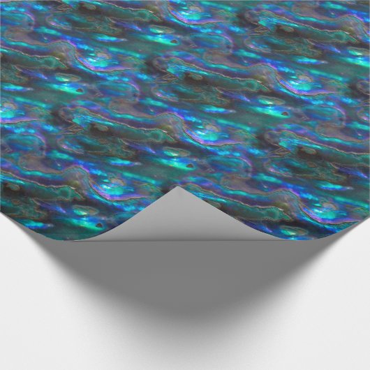 Moeder van Pearl Texture Blue Photo Pattern Cadeaupapier (Hoek)