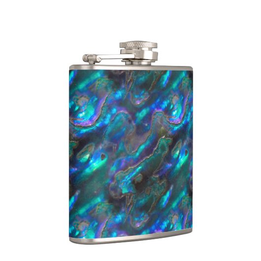 Moeder van Pearl Texture Blue Photo Pattern Heupfles (Rechts)