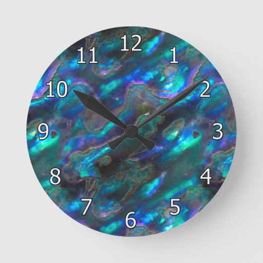 Moeder van Pearl Texture Blue Photo Pattern Ronde Klok (Voorkant)