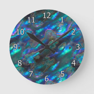 Moeder van Pearl Texture Blue Photo Pattern Ronde Klok