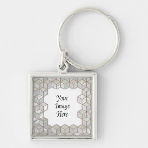Moeder van Pearl Tiles Lijst Square Sleutelhanger