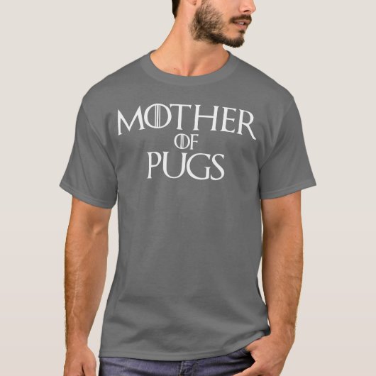 Moeder van Pugs Parodie grappig T-shirt (Voorkant)