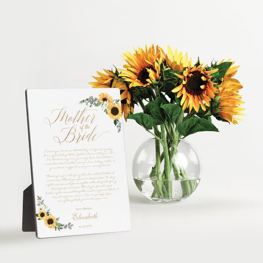 Moeder van The Bride Sunflower Message van Bride Fotoplaat