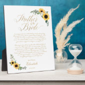 Moeder van The Bride Sunflower Message van Bride Fotoplaat (Zijkant)