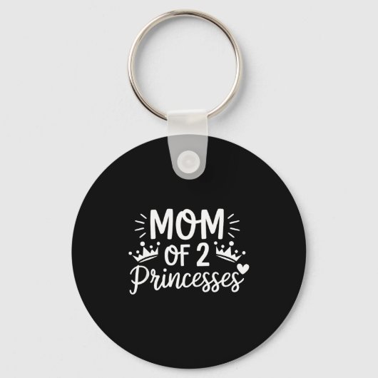 Moeder van twee prinsessen dochters tweeling mama sleutelhanger (Voorkant)